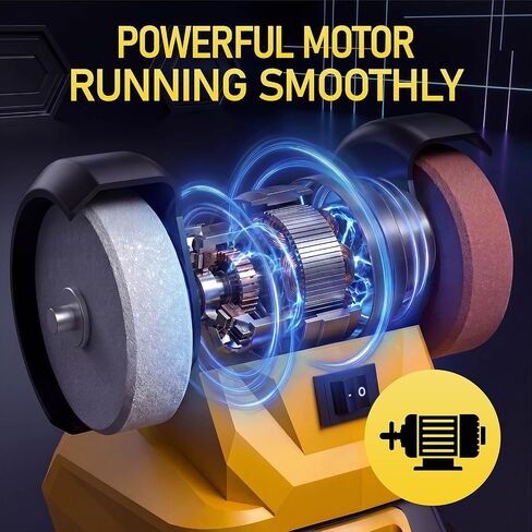 Mini Bench Grinder, Cordless Grinder Compatible with Dewalt 20V Battery (No Battery), Dual 3'' Grinding Wheels with Safety Guard & Non-slip Base for Sharpening Knives, Drills and Steel Rust Removal in Kuwait
