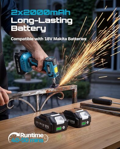 SEESII 1/4" Right Angle Die Grinder Kit, Cordless Brushless Electric Grinder w/ 2 Batteries & 23PCS 2“ Accessories, 4-Speed, Max 24500 RPM, LED Work Light, Lightweight for Grinding Deburring Engraving in Kuwait
