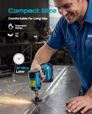 SEESII 1/4" Right Angle Die Grinder Kit, Cordless Brushless Electric Grinder w/ 2 Batteries & 23PCS 2“ Accessories, 4-Speed, Max 24500 RPM, LED Work Light, Lightweight for Grinding Deburring Engraving in Kuwait