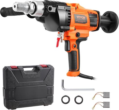 VEVOR Diamond Core Drilling Machine, 0.8-6.3in Drilling Diameter Handheld Core Drill Rig with Carrying Case, 2000W Rugged Concrete Core Drill, For Concrete Brick Block Stone, 0-1800RPM Stepless Speed in Kuwait