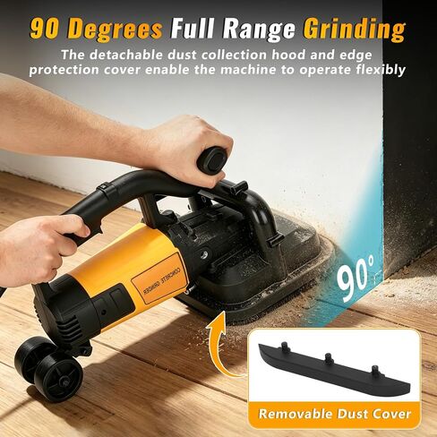 4-Head Concrete Grinder Machine with Handle & Auxiliary Wheels, 3800W Motor | 4* 4'' 3800W Concrete Floor Machine with 6-Speed Control, 6000RPM, Dust Extraction Shroud, Ideal for Cement Marble Granite in Kuwait