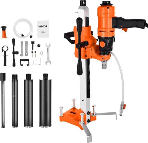 VEVOR Diamond Core Drilling Machine, 0.8–8 in Drilling Diameter, Stand-Mount Dry and Wet Concrete Core Drill Rig with 8 Drill Bits, 800 RPM Speed, UNC1 1/4–7 Thread, 3000W in Kuwait