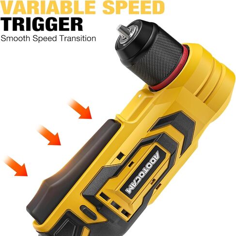 Brushless Right Angle Drill for DeWalt 20V Battery (Tool Only), 3/8" Cordless Angle Drill with Compact Design & Variable Speed, featuring an LED Light for Screws/Drilling in Kuwait