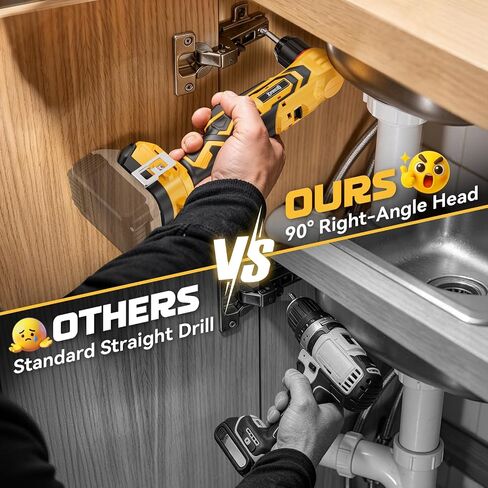 DIYtoolifz Cordless Right Angle Drill Compatible with Dewalt 20V Battery, 3/8" Angle Drill with Brushless Motor,400 in-lb,2 Speed & LED Light, Compact for Tight Spaces Drilling & Screws (Tool Only) in Kuwait