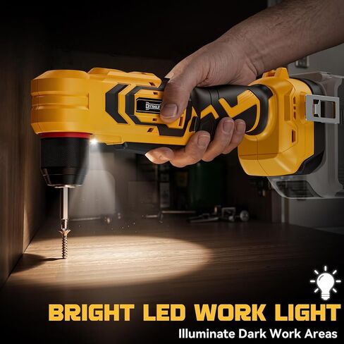 DIYtoolifz Cordless Right Angle Drill Compatible with Dewalt 20V Battery, 3/8" Angle Drill with Brushless Motor,400 in-lb,2 Speed & LED Light, Compact for Tight Spaces Drilling & Screws (Tool Only) in Kuwait