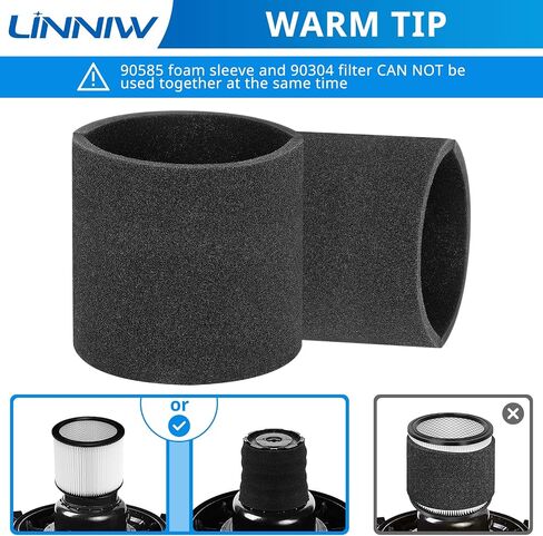 3 Pack 90585 Foam Sleeve VF2001 Foam Filter Replacements for Shop-Vac | Wet/Dry Vacuum filter 5-16 Gallon, Vacmaster Shop Vacuum Cleaner foam filter, Replace Parts # 9058500 in Kuwait