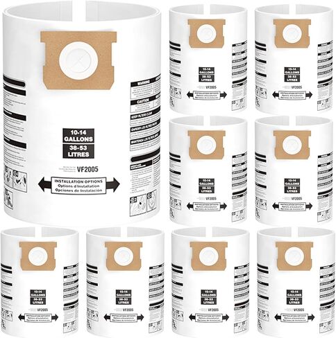 15PCS 5-8 Gallon Wet Dry Vacuum Filter Bags Replacement For Shop Vac Bags, Replace Part Type H #90671 9067100 9067133, Type E #90661 9066100 9066133, VF2004, VHBS VDBS（Yellow） in Kuwait