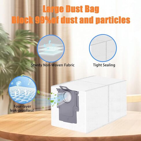 14-pack of QRevo dust bags, compatible with Roborock QV35A/QV35S, Qrevo S5V, Saros 20/10/10R/Z70, S8 MaxV/Max Ultra, Qrevo MaxV, and Qrevo S robot vacuums, 3-liter capacity in Kuwait