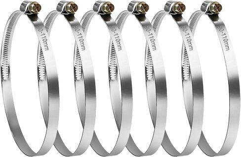 Hose Clamps,6 Pack 4 Inch Stainless Steel dryer vent clamp,Adjustable 3.5″ to 4.3″ Worm Gear Hose Clamps for Dust Collection, Dust Collector,Air Ducting,and Dryer Vent Hose in Kuwait
