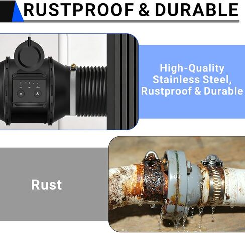 Hose Clamps,6 Pack 4 Inch Stainless Steel dryer vent clamp,Adjustable 3.5″ to 4.3″ Worm Gear Hose Clamps for Dust Collection, Dust Collector,Air Ducting,and Dryer Vent Hose in Kuwait