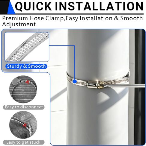 Hose Clamps,6 Pack 4 Inch Stainless Steel dryer vent clamp,Adjustable 3.5″ to 4.3″ Worm Gear Hose Clamps for Dust Collection, Dust Collector,Air Ducting,and Dryer Vent Hose in Kuwait