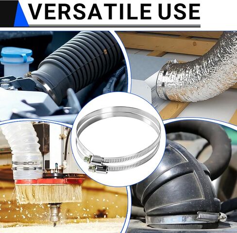 Hose Clamps,6 Pack 4 Inch Stainless Steel dryer vent clamp,Adjustable 3.5″ to 4.3″ Worm Gear Hose Clamps for Dust Collection, Dust Collector,Air Ducting,and Dryer Vent Hose in Kuwait