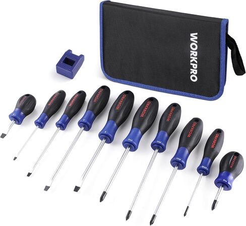 WORKPRO 10-Piece Magnetic Screwdriver Set with Pouch | Phillips, Slotted, Flat Head Screwdriver Include Magnetizer, Screwdriver with Non-Slip Grip, for Home Repair and DIY Projects in Kuwait