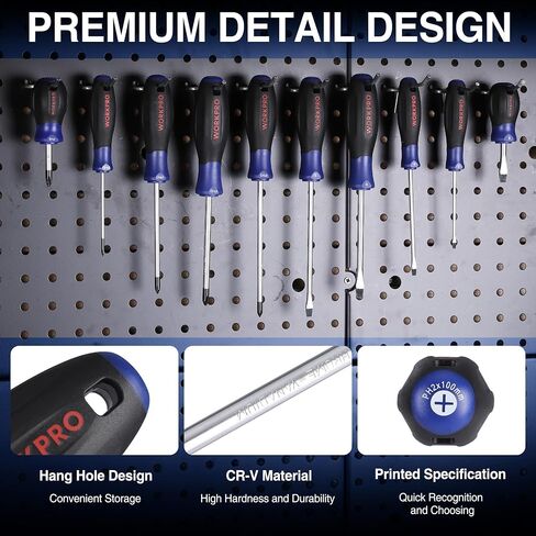 WORKPRO 10-Piece Magnetic Screwdriver Set with Pouch | Phillips, Slotted, Flat Head Screwdriver Include Magnetizer, Screwdriver with Non-Slip Grip, for Home Repair and DIY Projects in Kuwait