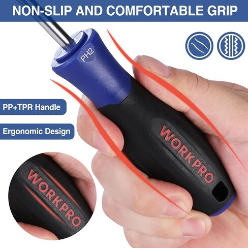 WORKPRO 10-Piece Magnetic Screwdriver Set with Pouch | Phillips, Slotted, Flat Head Screwdriver Include Magnetizer, Screwdriver with Non-Slip Grip, for Home Repair and DIY Projects in Kuwait