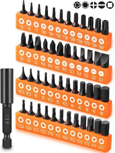 49-Pack Screwdriver Bit Set, Hex Head Drill Bit Set, Torx Square Slotted Phillips Bit Set with 1/4" Bit Holder, 1/4 Hex Shank, S2 Steel, 1"Long in Kuwait
