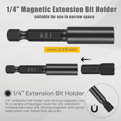 49-Pack Screwdriver Bit Set, Hex Head Drill Bit Set, Torx Square Slotted Phillips Bit Set with 1/4" Bit Holder, 1/4 Hex Shank, S2 Steel, 1"Long in Kuwait