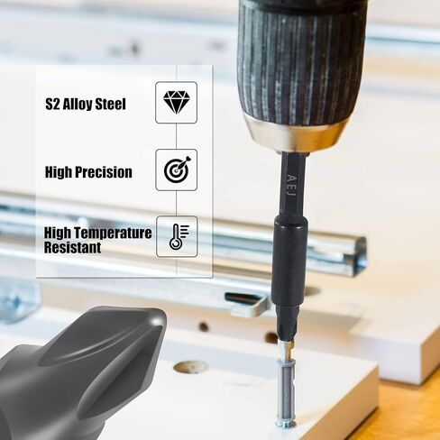 49-Pack Screwdriver Bit Set, Hex Head Drill Bit Set, Torx Square Slotted Phillips Bit Set with 1/4" Bit Holder, 1/4 Hex Shank, S2 Steel, 1"Long in Kuwait
