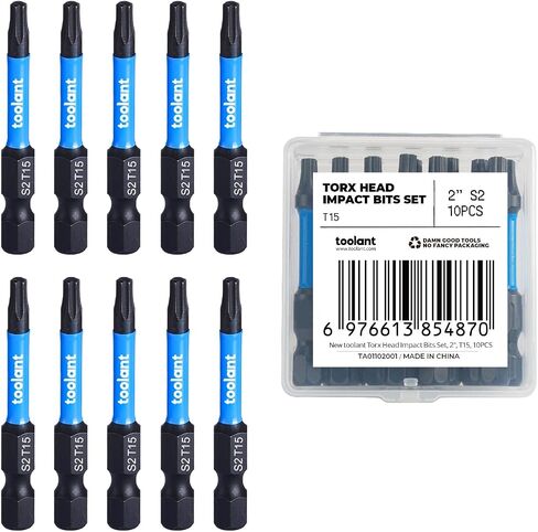 toolant 10PCS T25 2" Impact Torx Bits S2 Steel Security Torx | CNC-machined S2 steel torx bits with magnetic tips and 2" length deliver durability, precise fit and extended reach in Kuwait