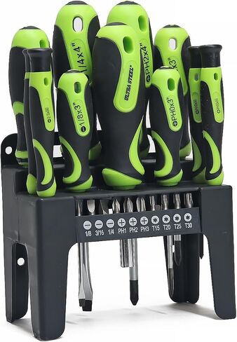 21PC Screwdriver and Bit Set, Plastic Storage Rack | Screwdrivers, Bits, Precision Screwdrivers, Holder, DIY, Home, Repair, Electronics, Garage, Workshop, Fastening in Kuwait
