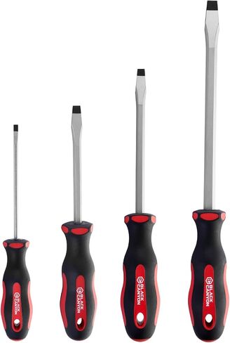 BLACK CANYON 4-Piece Slotted Screwdriver Set(1/8 to 3/8), Flat Head Screwdriver Set with CR-V Steel Blade, Heavy Duty Flat Tip Screwdrivers, Ergonomic Non-Slip Handle for Home Repair, Automotive & DIY in Kuwait