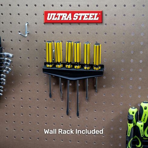 6PC Screwdriver Set, Wall Rack, Tiger Stripe Handle | Carbon Blade, Magnetic, Chrome Plated, Phillips and Slotted, DIY, Home, Repair, Electronics, Garage, Workshop, Precision in Kuwait