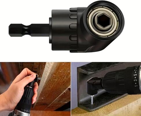 Right Angle Drill Driver - 105 Degree Adapter for Electric Drill & Screwdriver, Ideal for DIY Home Projects & Tight Space Repairs, Black in Kuwait