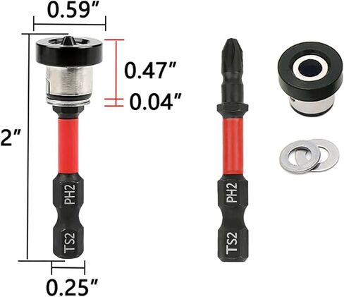 5pcs Drywall Screw Setter Bits, PH2 Magnetic Depth Stop, Adjustable Collar Design, S2 Steel Hex Shank, 2 Inch for Sheetrock, Wood & Home Repairs (5) in Kuwait