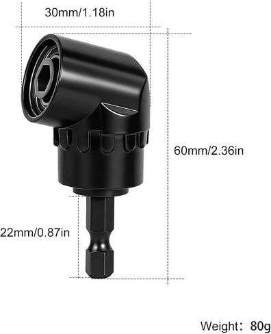 Right Angle Drill Driver - 105 Degree Adapter for Electric Drill & Screwdriver, Ideal for DIY Home Projects & Tight Space Repairs, Black in Kuwait