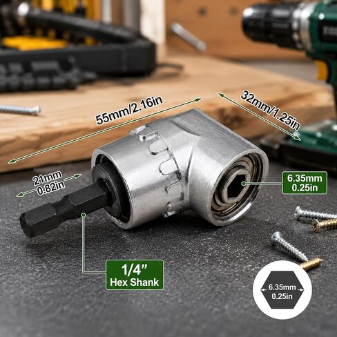 105 Degree Angle Bit Adapter Corner Tool for Electric Screwdriver Heavy Duty Carbon Steel 9.09cm Shaft for Tight Spaces in Kuwait
