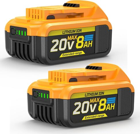 8Ah Replacement Compatible for Dewalt 20V Max Battery with High Capacity Batteries Cordless Power Tools 20 Volt Baterías DCB201 DCB203 DCB204 DCB205 DCB205c DCB205-2 DCB206 2 Pack Batteries Pilas in Kuwait