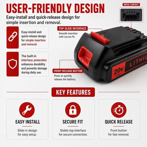 20V 4.0Ah Battery for Black and Decker Lithium-Max Tools 2-Pack | High-Capacity Replacement Lithium-Ion Battery, Compatible with LBXR20 LBXR2020 LBX20 LBXR2520 LB2X4020 LB2XR20 in Kuwait