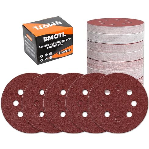 160Pcs 5-Inch 8-Hole Hook & Loop 40-600 Assorted Grit Sanding Discs | Round Sandpaper for Random Orbital Sander, Wood/Metal/Drywall Polishing in Kuwait