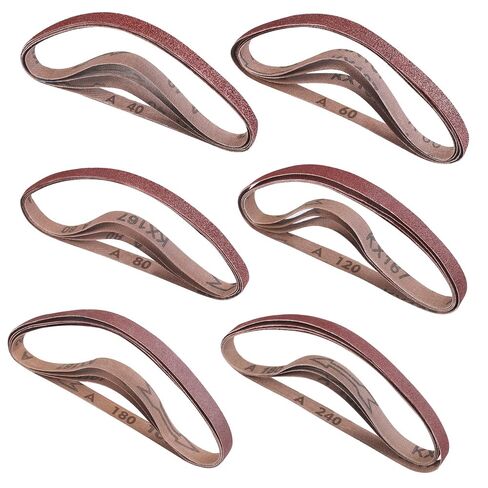 WORKPRO 24 Pack 1/2 x 18 Inch Sanding Belts, Aluminum Oxide Abrasive Belts, 4 Each of 40/60/80/120/180/240 Grits, Belt Sander Tool for Woodworking, Metal Polishing, Red in Kuwait