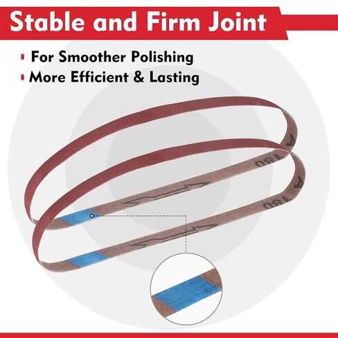 WORKPRO 24 Pack 1/2 x 18 Inch Sanding Belts, Aluminum Oxide Abrasive Belts, 4 Each of 40/60/80/120/180/240 Grits, Belt Sander Tool for Woodworking, Metal Polishing, Red in Kuwait