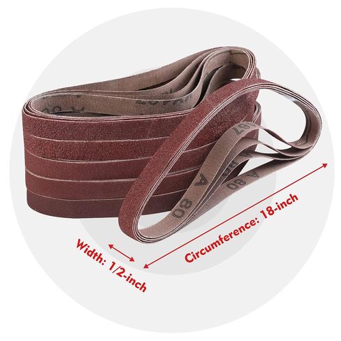 WORKPRO 24 Pack 1/2 x 18 Inch Sanding Belts, Aluminum Oxide Abrasive Belts, 4 Each of 40/60/80/120/180/240 Grits, Belt Sander Tool for Woodworking, Metal Polishing, Red in Kuwait