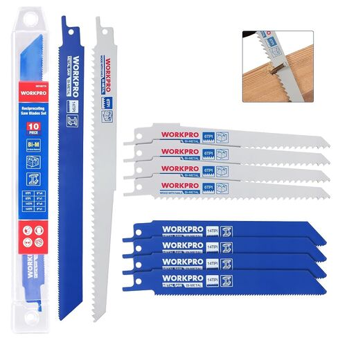 WORKPRO 32-Piece Reciprocating Saw Blade Set with Organizer Pouch | Reciprocating Saw Blades for Metal & Wood Cutting, Tree Pruning in Kuwait