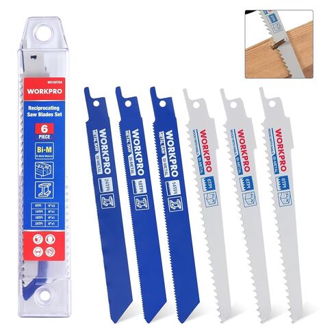 WORKPRO 32-Piece Reciprocating Saw Blade Set with Organizer Pouch | Reciprocating Saw Blades for Metal & Wood Cutting, Tree Pruning in Kuwait