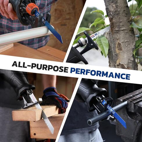WORKPRO 32-Piece Reciprocating Saw Blade Set with Organizer Pouch | Reciprocating Saw Blades for Metal & Wood Cutting, Tree Pruning in Kuwait