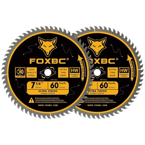 FOXBC 7-1/4 inch Circular Saw Blade for Wood, 60-Tooth, Ultra Fine Finish - 2PK in Kuwait