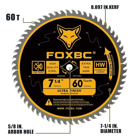 FOXBC 7-1/4 inch Circular Saw Blade for Wood, 60-Tooth, Ultra Fine Finish - 2PK in Kuwait