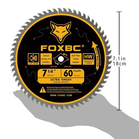 FOXBC 7-1/4 inch Circular Saw Blade for Wood, 60-Tooth, Ultra Fine Finish - 2PK in Kuwait