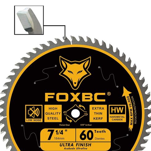 FOXBC 7-1/4 inch Circular Saw Blade for Wood, 60-Tooth, Ultra Fine Finish - 2PK in Kuwait