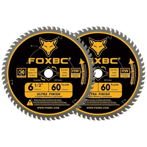 FOXBC 6-1/2 inch Circular Saw Blade for Wood, 60-Tooth, Ultra Fine Finish - 2PK in Kuwait