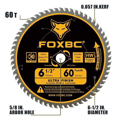 FOXBC 6-1/2 inch Circular Saw Blade for Wood, 60-Tooth, Ultra Fine Finish - 2PK in Kuwait