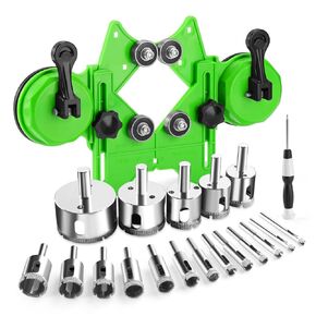 Diamond Hole Saw Kit, 18 PCS Tile Hole Saw Kit with Double Suction Cup Guide, 6-50 mm Dry/Wet Drill Bits Set for Ceramic, Glass, Porcelain, Marble, Granite in Kuwait