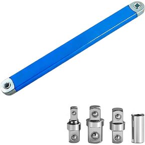 Bolt Buddy Ratchet Extension, Includes 1/2", 1/4", 3/8" Adapters, Zero Degree Ratchet Extension Set, Highly Versatile, Suitable For Use In Confined Spaces，red-15in in Kuwait