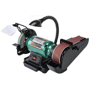 JEGS Bench Grinder And Belt Sander Combo | 6in. Diameter Grinder | 2in. Wide Sander And 90-Degree Tilt Adjustment | Adjustable Work Light | 6 Foot Cord | 110 Volt / 60 Hz, 2.5 Amp Motor in Kuwait