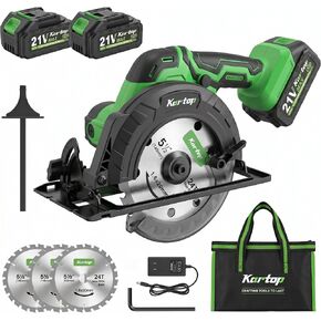 KARTOP Mini Circular Saw Cordless, 5-1/2" Sierra Circular with 3 Blades & 2 Pack 4.0Ah Battery, 7000RPM Power Saws for Wood, Soft Metal, Plastic Cutting in Kuwait