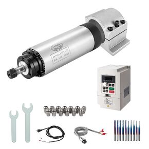 CNC Spindle Motor Kits, 110V 800W 0.8KW Air Cooled Spindle CNC Spindle +110V 0.75KW VFD+Φ65mm Clamp Mount +Collet Set ER11+ Drill bits+ Wires+ Wrenches for CNC Router Machine in Kuwait